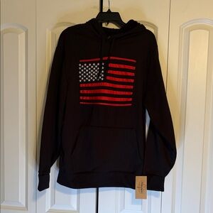 Patriotic Black Hoodie with Flag Design